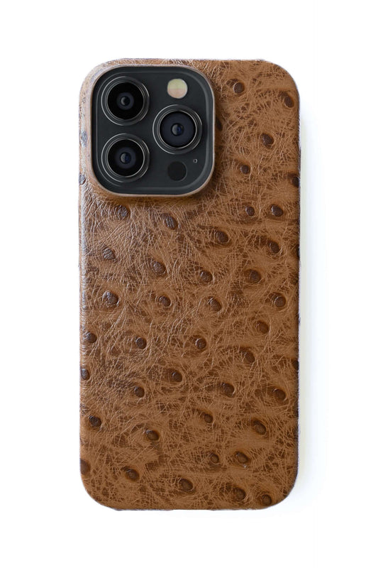 iPhone 15 Plus Ostrich Leather Case with MagSafe - Brown