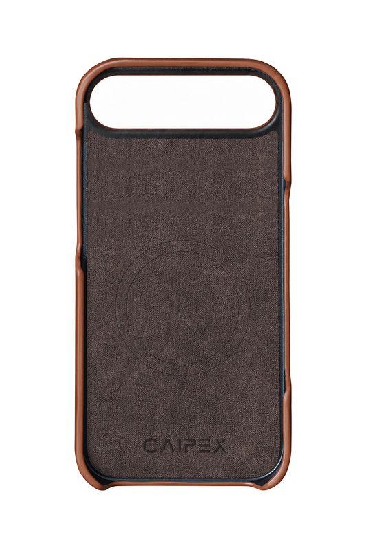 iPhone Air Light Brown Crocodile Leather Case Interior with MagSafe and CAIPEX logo
