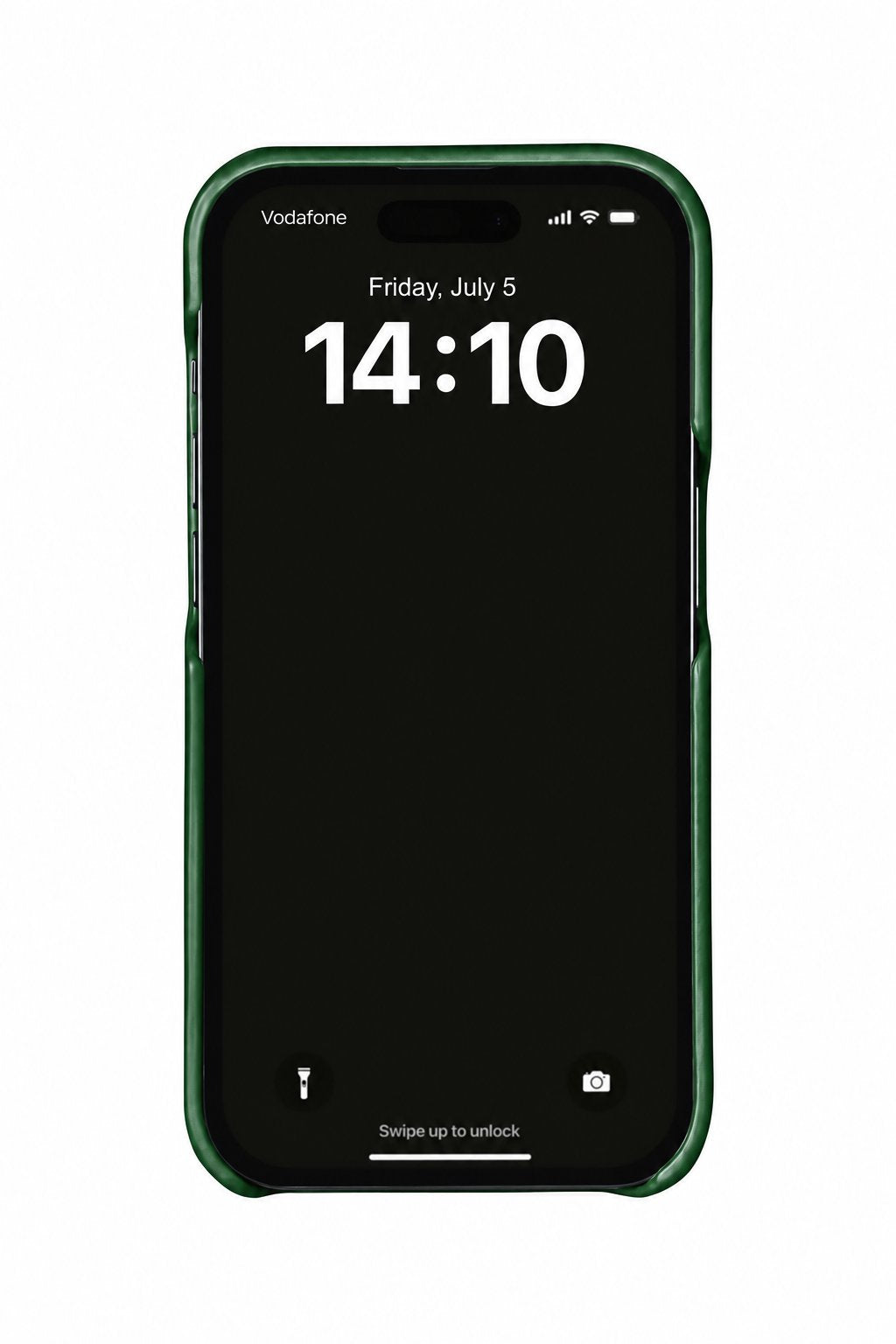 Green crocodile leather case on iPhone 13 Pro