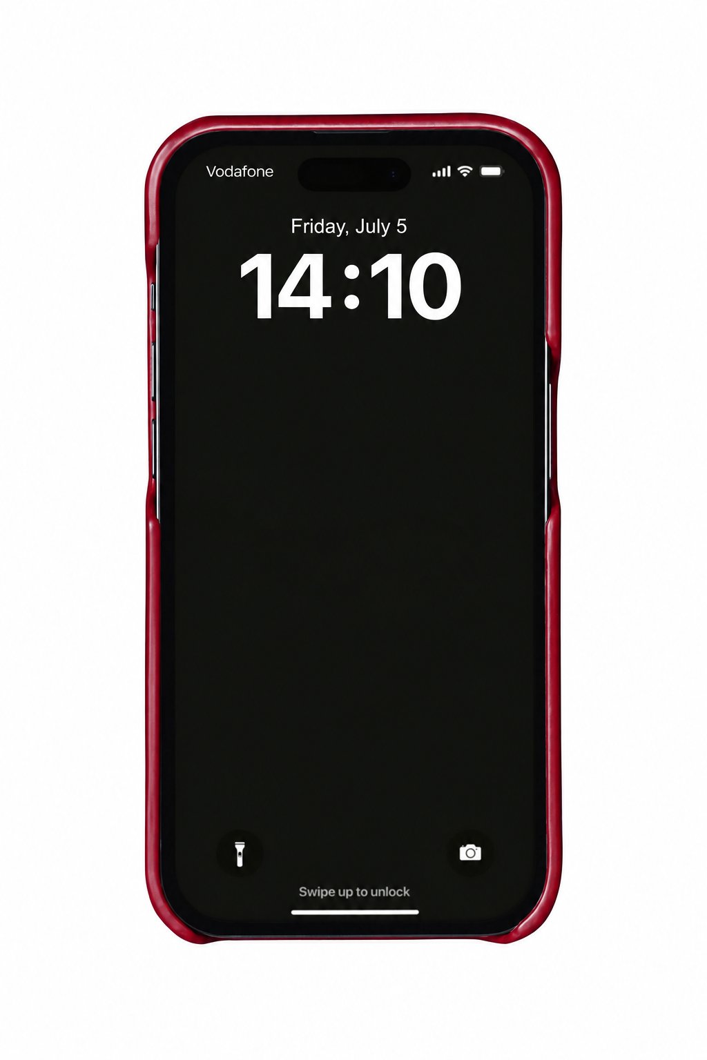 Red crocodile leather case on iPhone 13