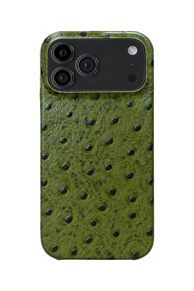iPhone 17 Pro Max Ostrich Leather Case with MagSafe - Army Green