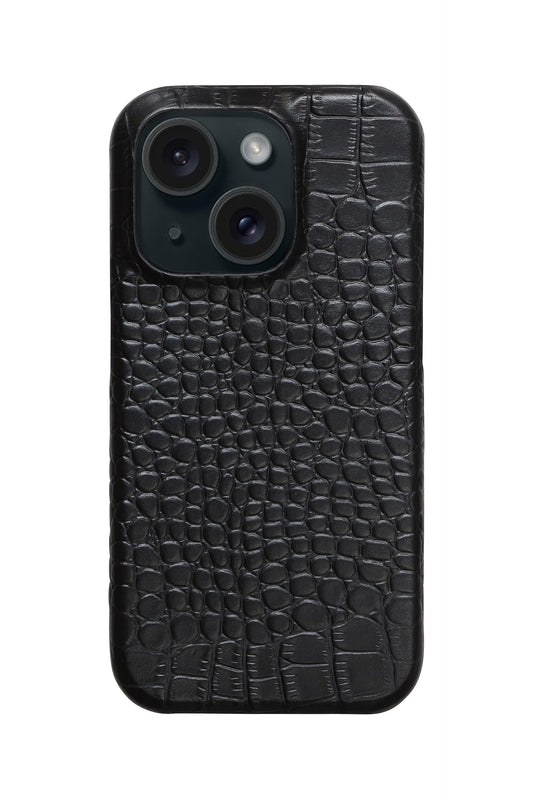 iPhone 16 Crocodile Leather Case with MagSafe - Black