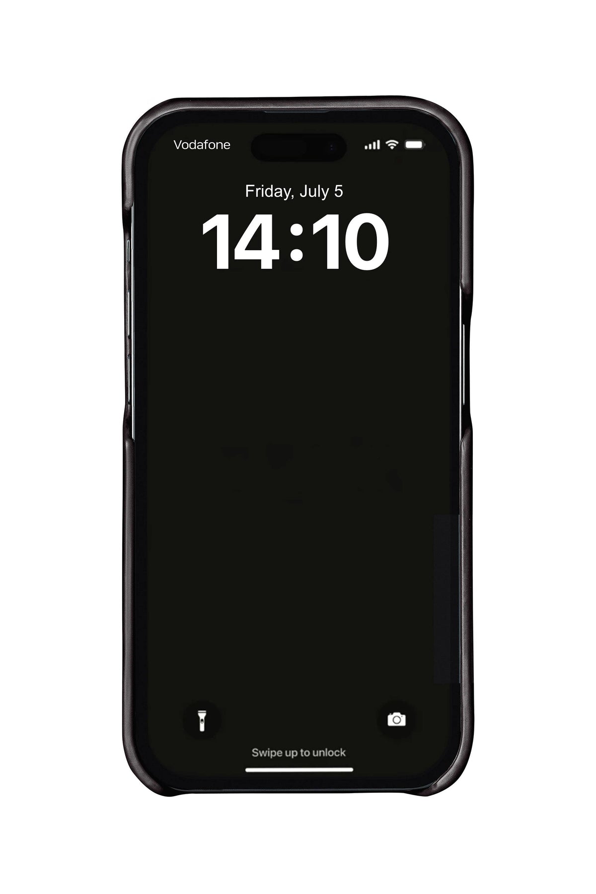 Black crocodile leather case on iPhone 15