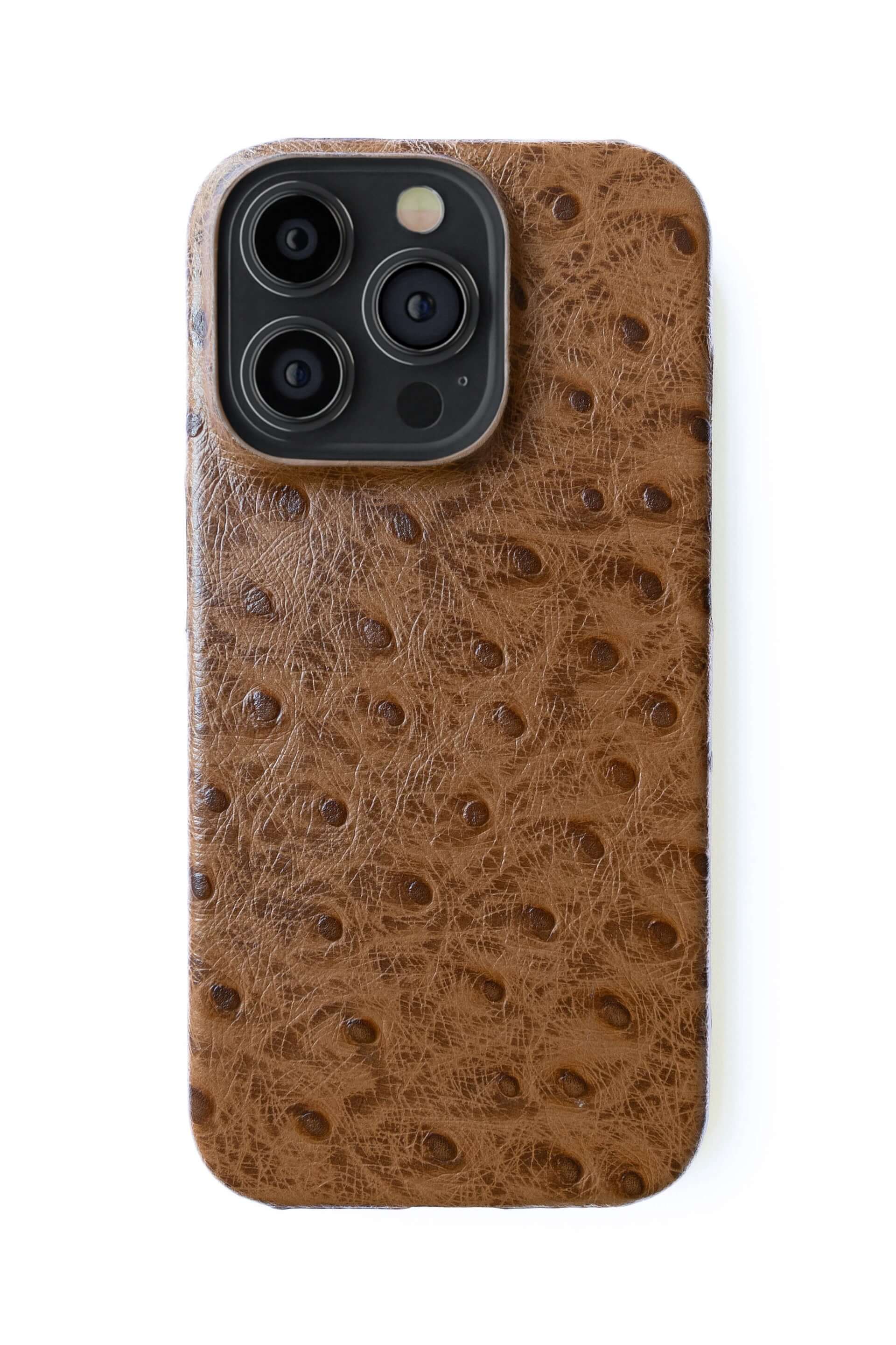 iPhone 12 Ostrich Leather Case with MagSafe - Brown