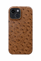 iPhone 15 Ostrich Leather Case with MagSafe - Brown