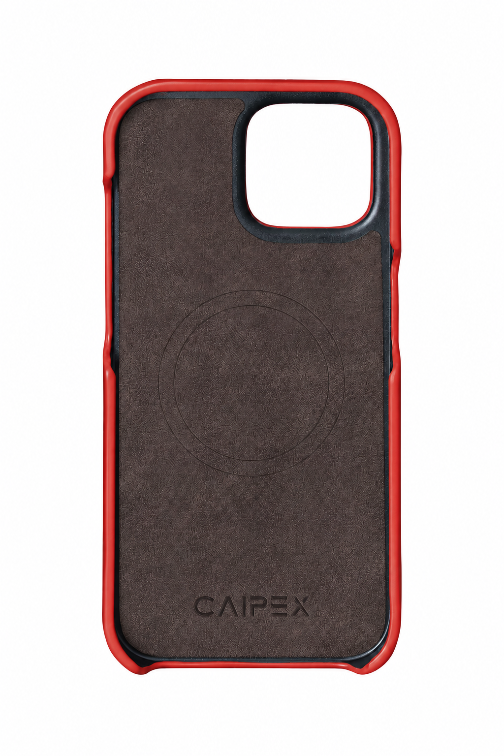 iPhone 12 Red Ostrich Leather Case Interior with MagSafe