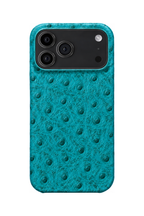 iPhone 17 Pro Max Ostrich Leather Case with MagSafe - Cyan