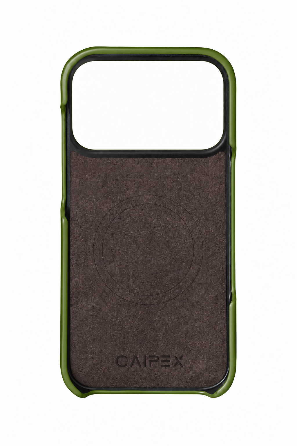 iPhone 17 Pro Army Green Ostrich Leather Case Interior with MagSafe