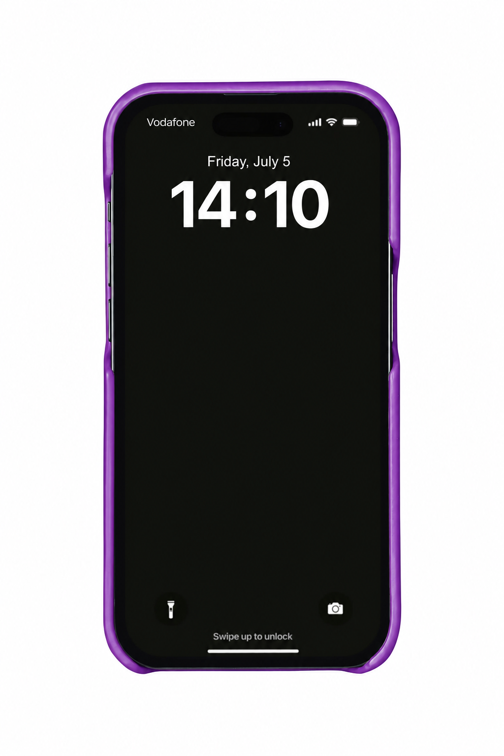 Purple ostrich leather case on iPhone 14 Pro Max