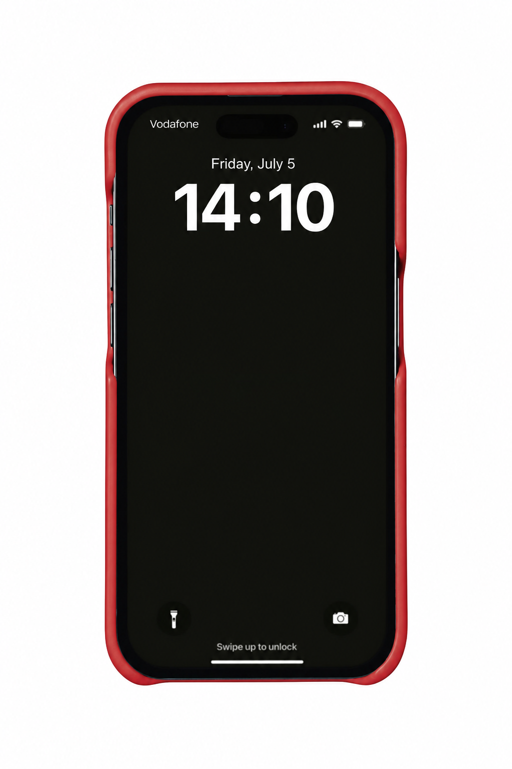 Red ostrich leather case on iPhone 14 Pro Max