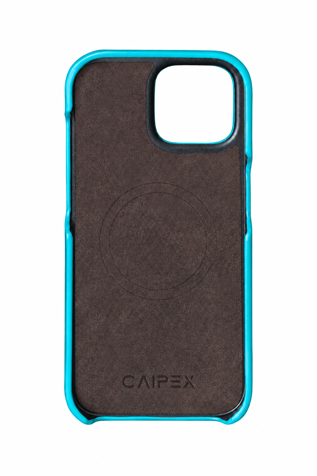 iPhone 15 Plus Cyan Ostrich Leather Case Interior with MagSafe