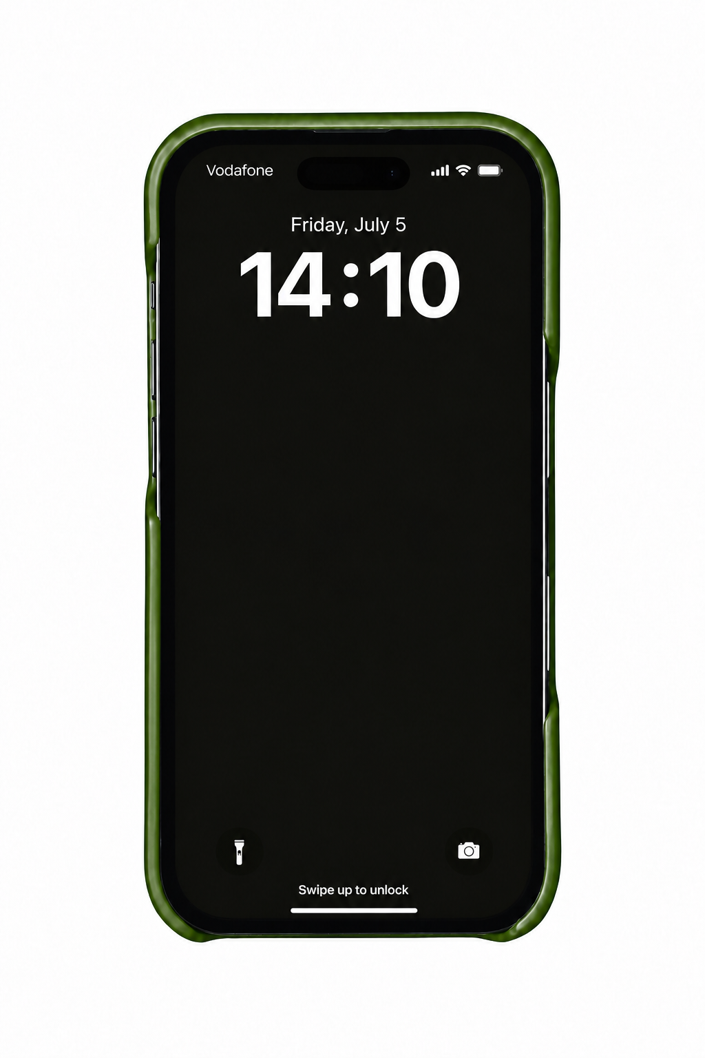 Army Green ostrich leather case on iPhone 17 Pro