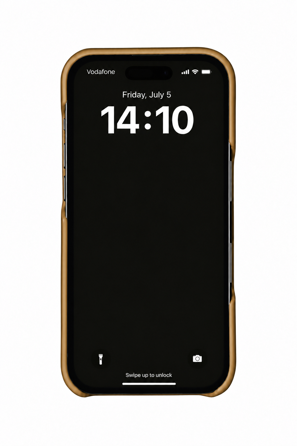 Light Brown ostrich leather case on iPhone 17 Pro