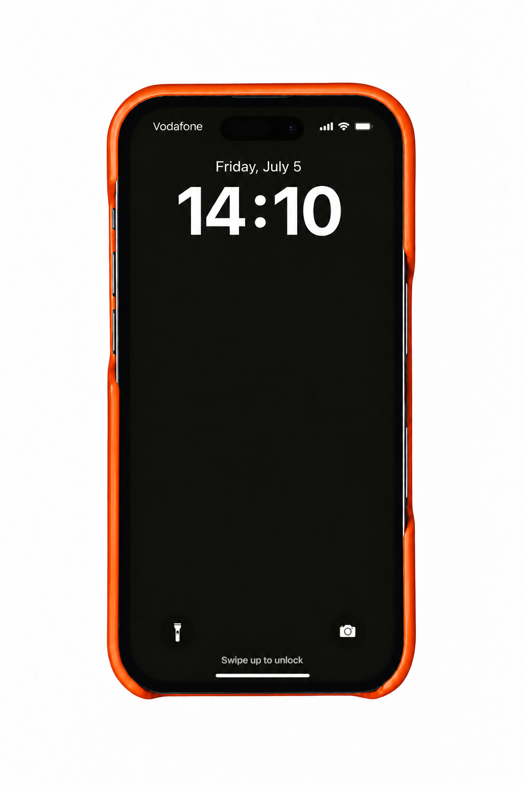 Orange leather case on iPhone 18 Pro Max