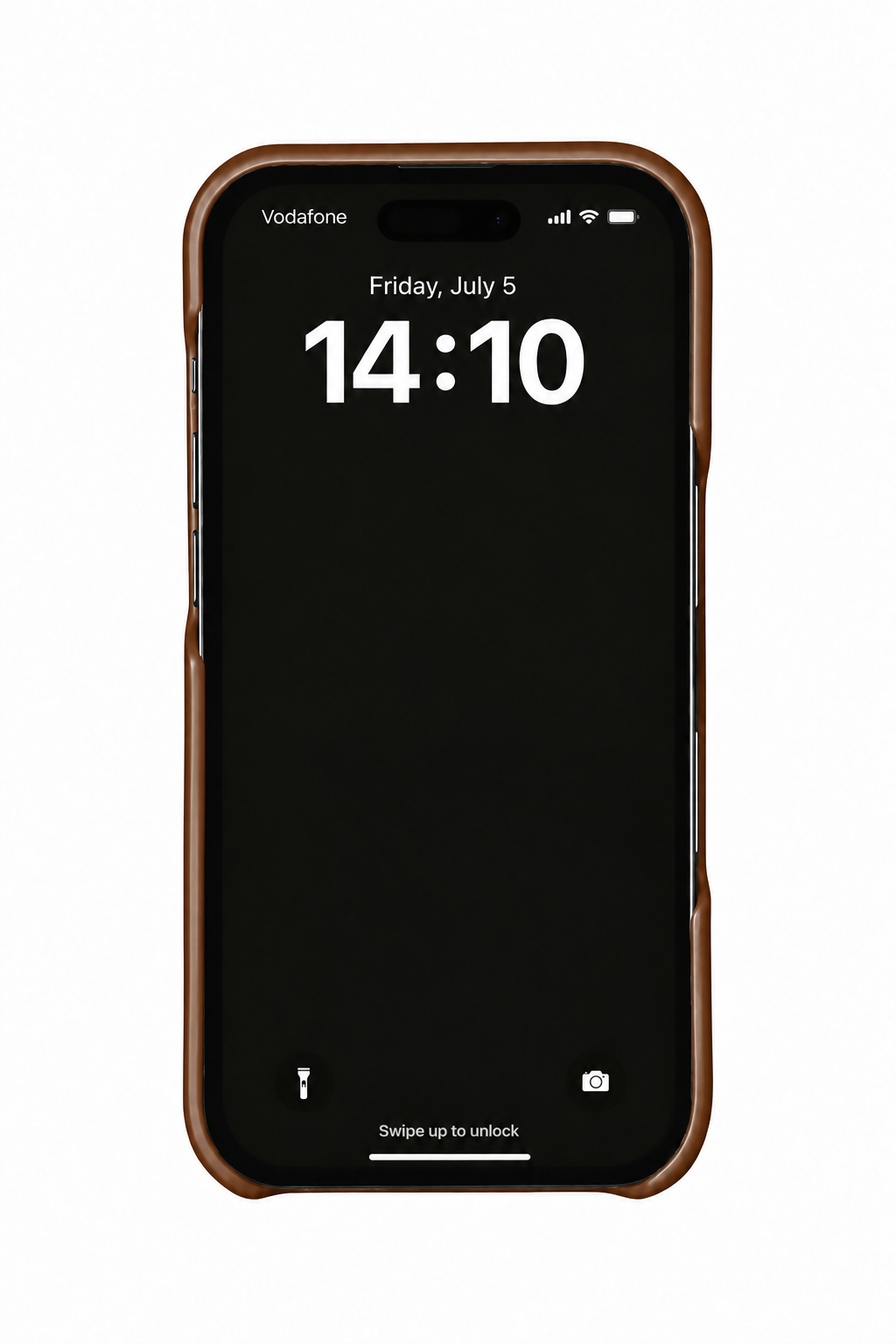 Brown ostrich leather case on iPhone 18 Pro Max