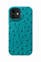 iPhone 12 Ostrich Leather Case with MagSafe - Cyan