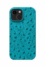 iPhone 14 Ostrich Leather Case with MagSafe - Cyan