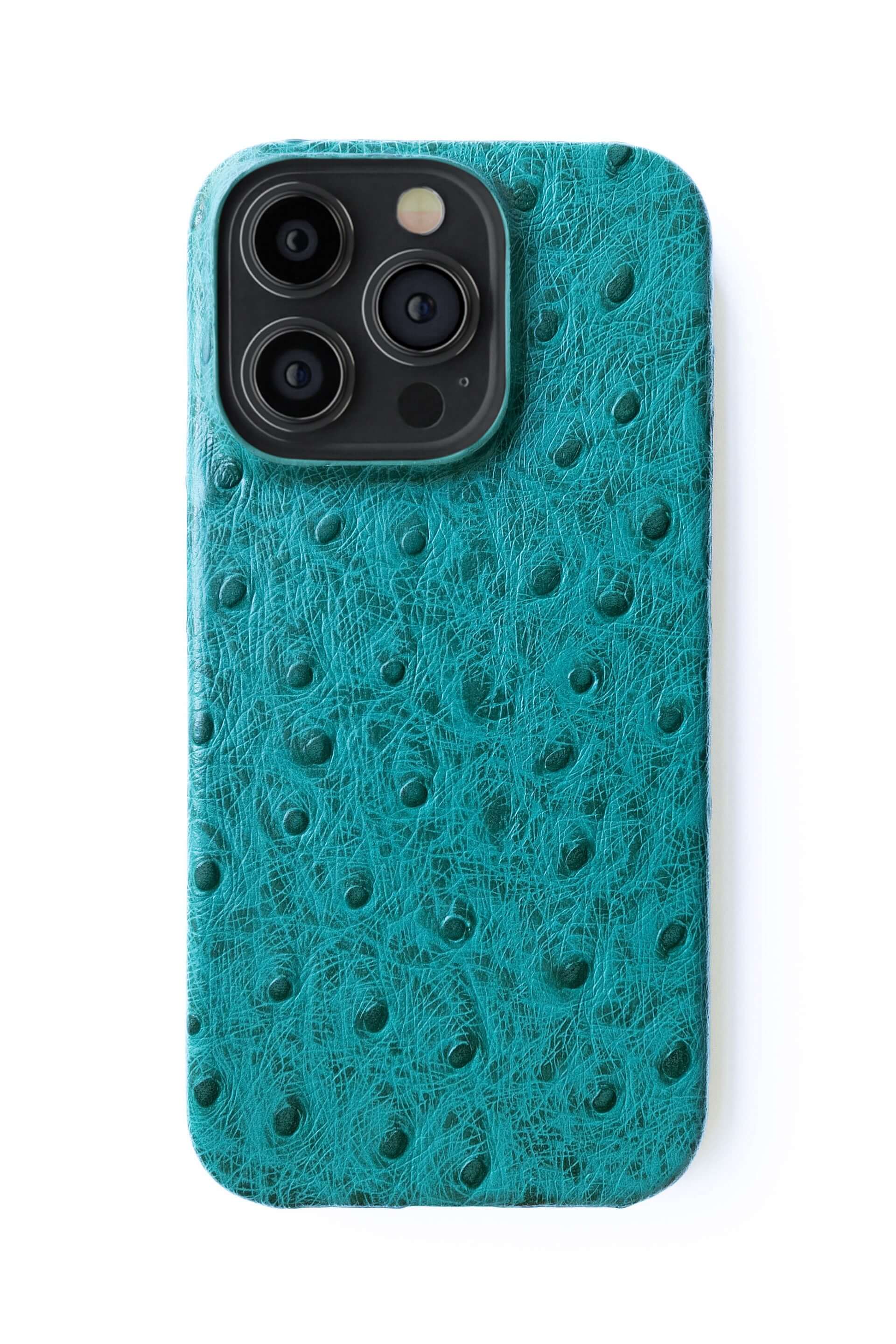iPhone 14 Ostrich Leather Case with MagSafe - Cyan