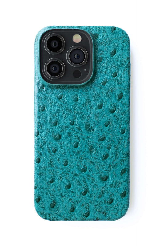 iPhone 13 Ostrich Leather Case with MagSafe - Cyan