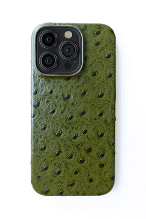 iPhone 12 Ostrich Leather Case with MagSafe - Army Green