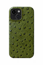 iPhone 15 Plus Ostrich Leather Case with MagSafe - Army Green