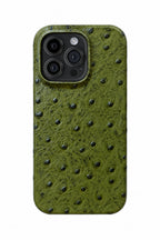 iPhone 14 Pro Max Ostrich Leather Case with MagSafe - Army Green