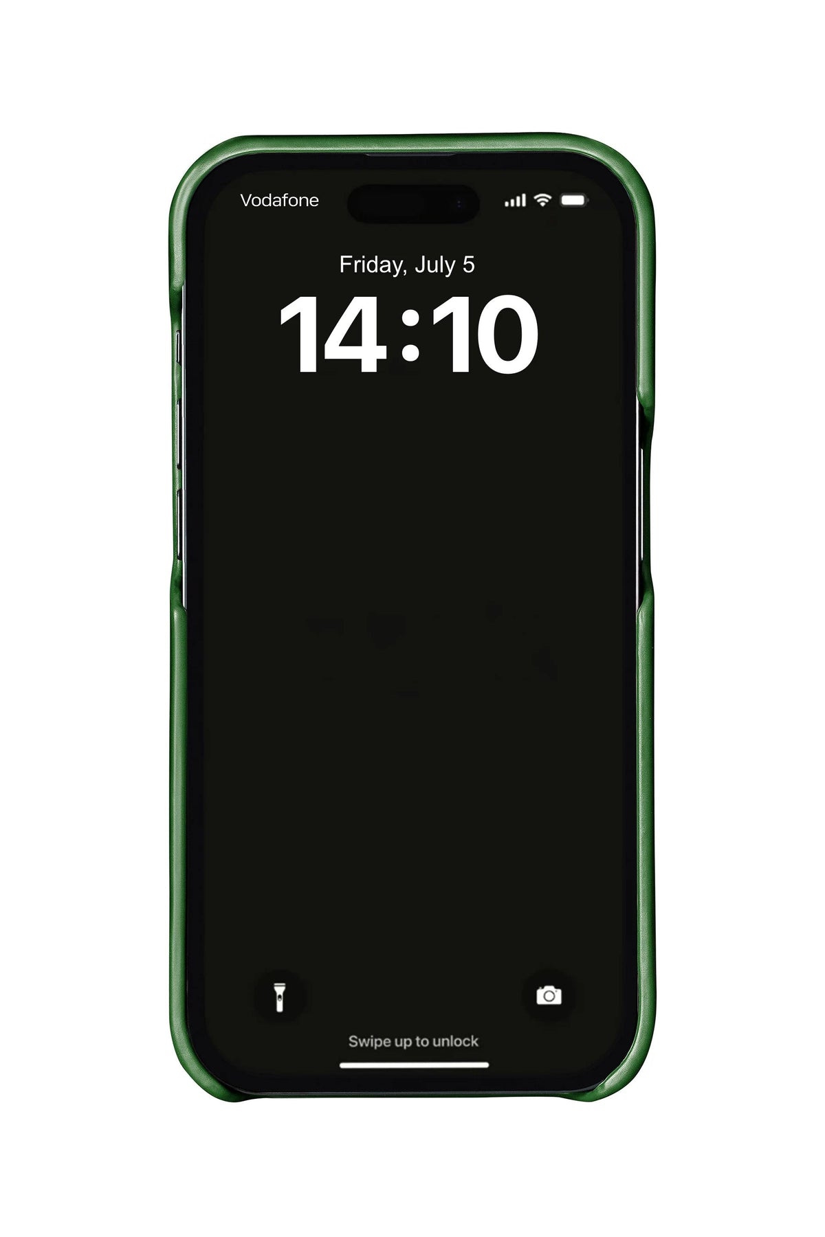Green crocodile leather case on iPhone 15 Pro
