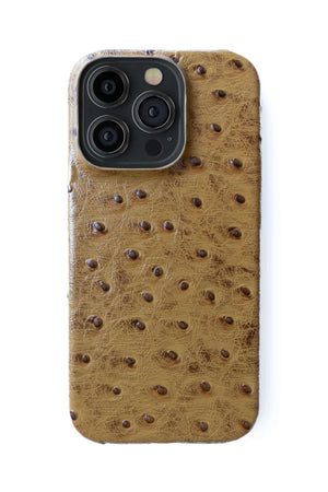 iPhone 13 Ostrich Leather Case with MagSafe - Light Brown