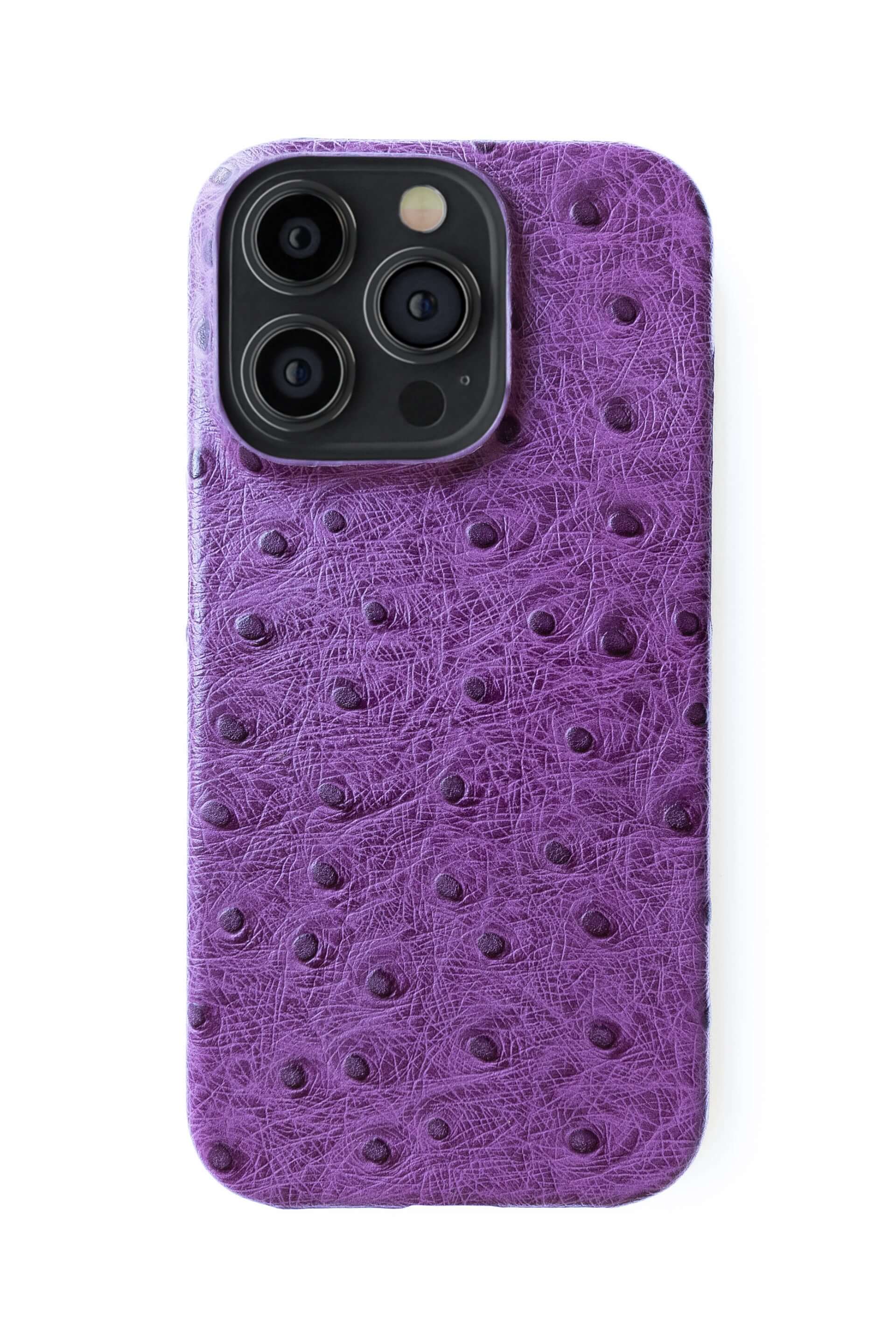 iPhone 12 Ostrich Leather Case with MagSafe - Purple