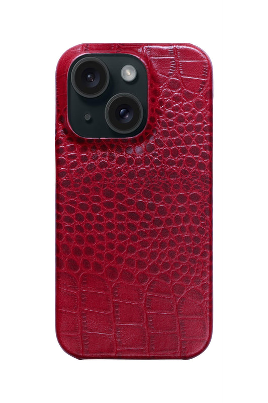 iPhone 14 Plus Crocodile Leather Case with MagSafe - Red