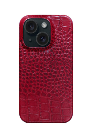 iPhone 13 Crocodile Leather Case with MagSafe - Red