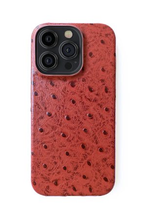 iPhone 14 Pro Ostrich Leather Case with MagSafe - Red