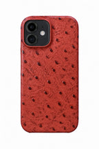 iPhone 12 Ostrich Leather Case with MagSafe - Red