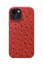 iPhone 15 Ostrich Leather Case with MagSafe - Red
