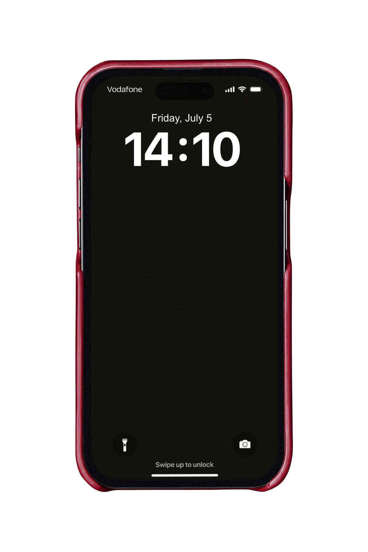 Red crocodile leather case on iPhone 15