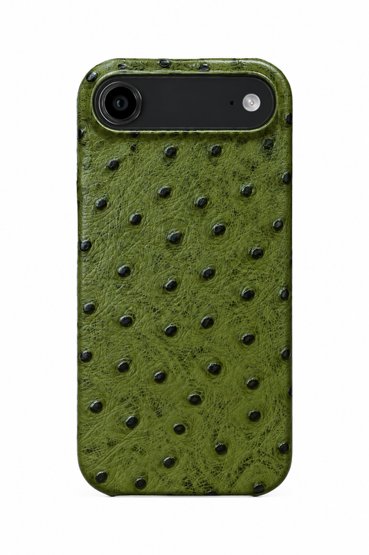 CAIPEX iPhone Air Army Green Ostrich Leather Case MagSafe