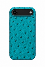 iPhone Air Ostrich Leather Case with MagSafe - Cyan