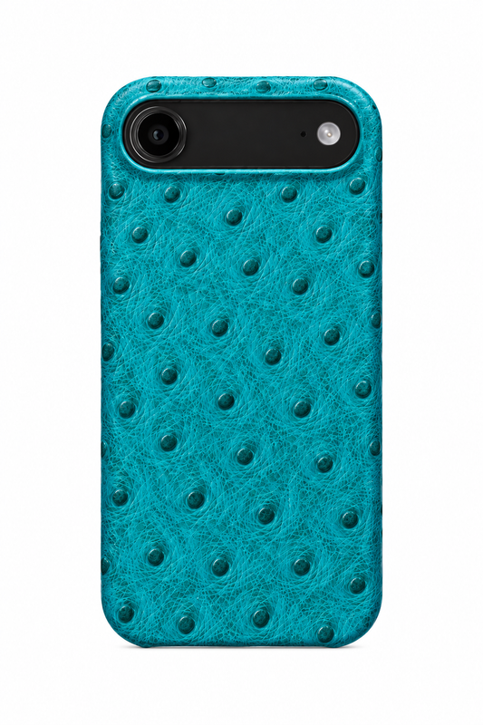CAIPEX iPhone Air Cyan Ostrich Leather Case MagSafe