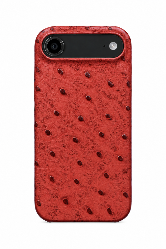 CAIPEX iPhone Air Red Ostrich Leather Case with MagSafe