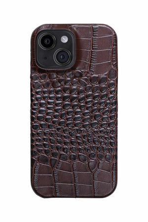 iPhone 12 Crocodile Leather Case with MagSafe - Brown