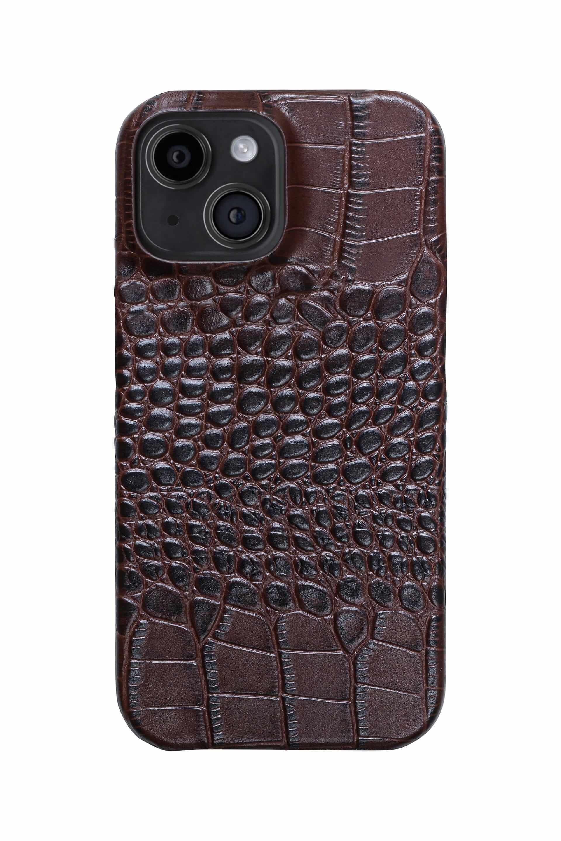 iPhone 12 Crocodile Leather Case with MagSafe - Brown
