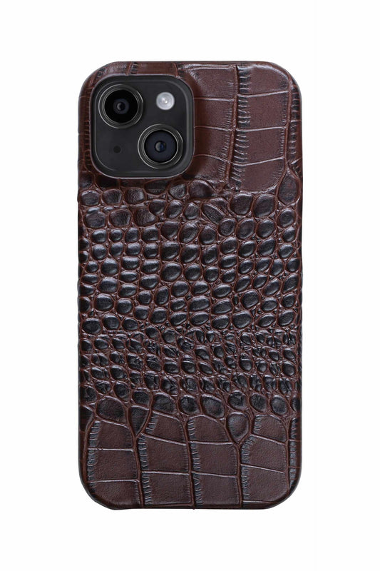 iPhone 12 Crocodile Leather Case with MagSafe - Brown