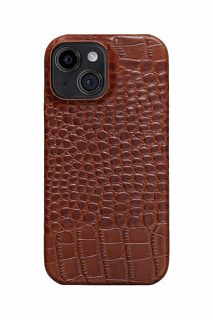 iPhone 12 Crocodile Leather Case with MagSafe - Light Brown