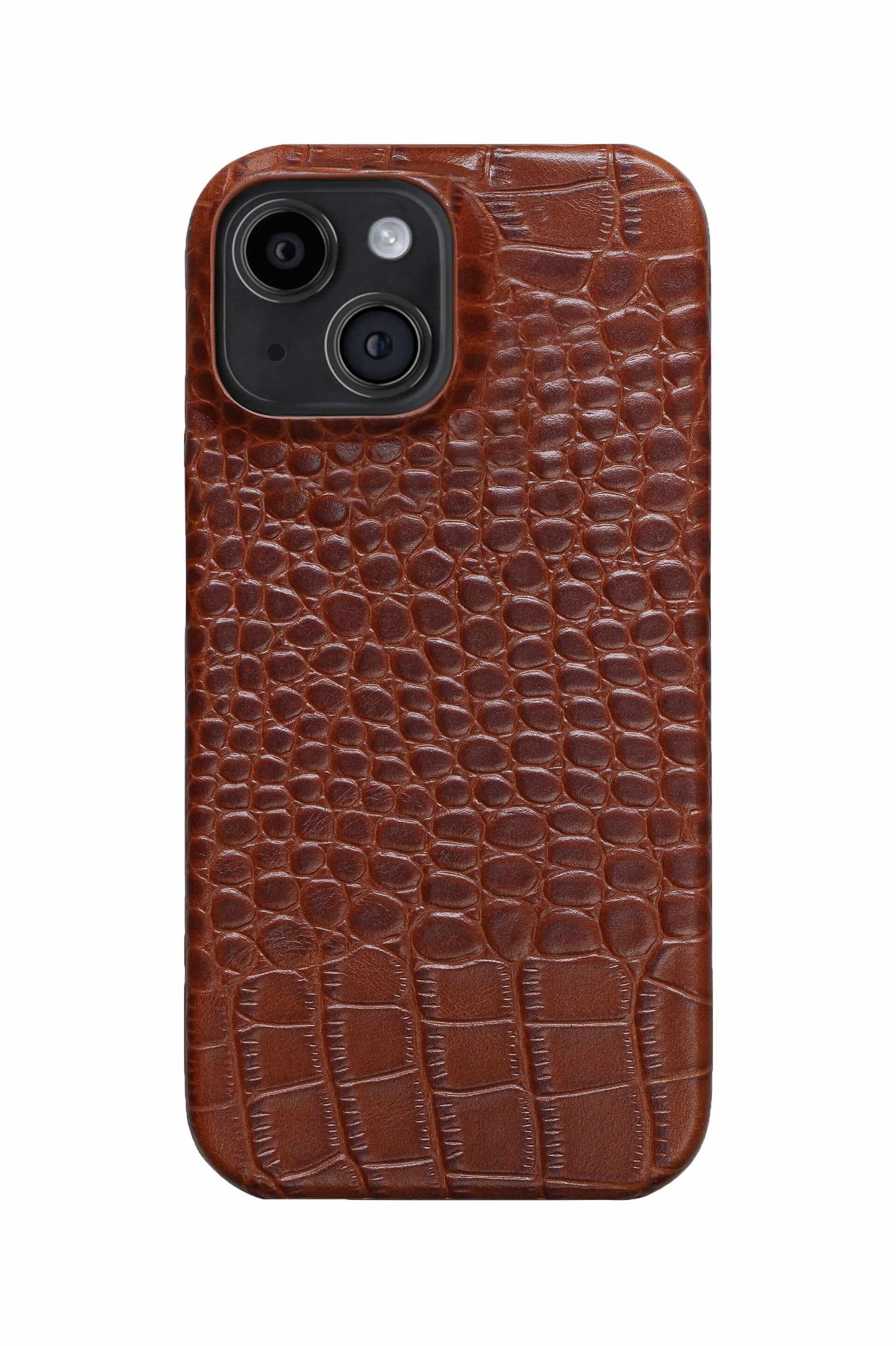 iPhone 12 Crocodile Leather Case with MagSafe - Light Brown