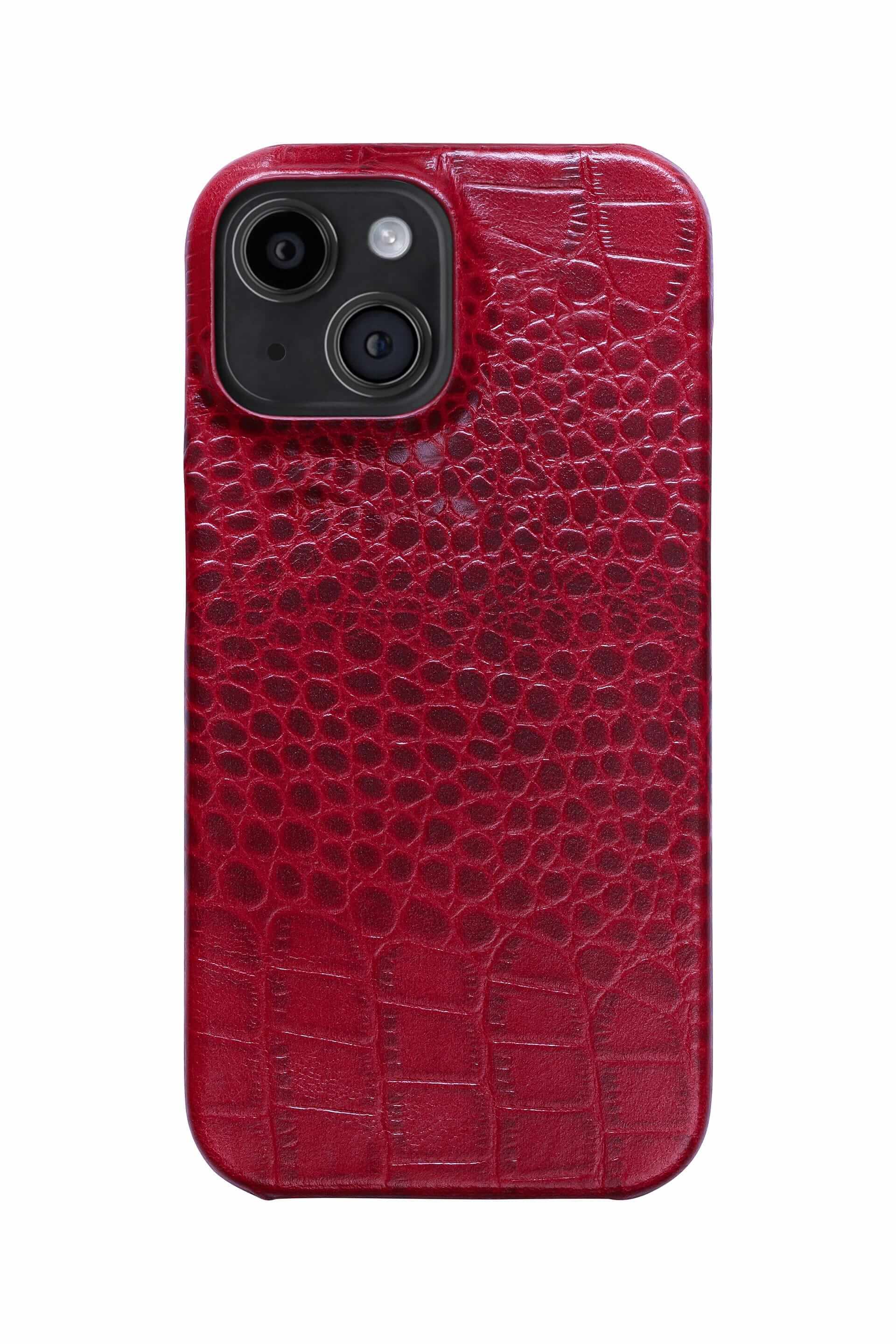iPhone 15 Plus Crocodile Leather Case with MagSafe - Red