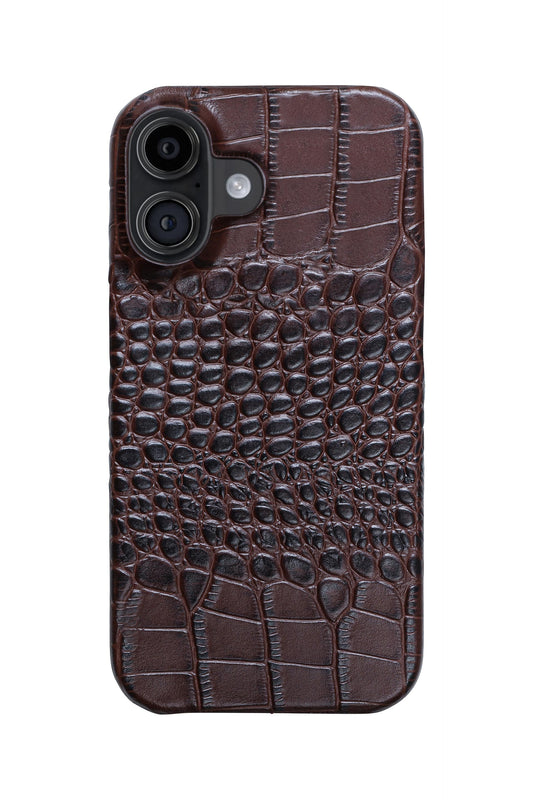 iPhone 16 Plus Crocodile Leather Case with MagSafe - Brown
