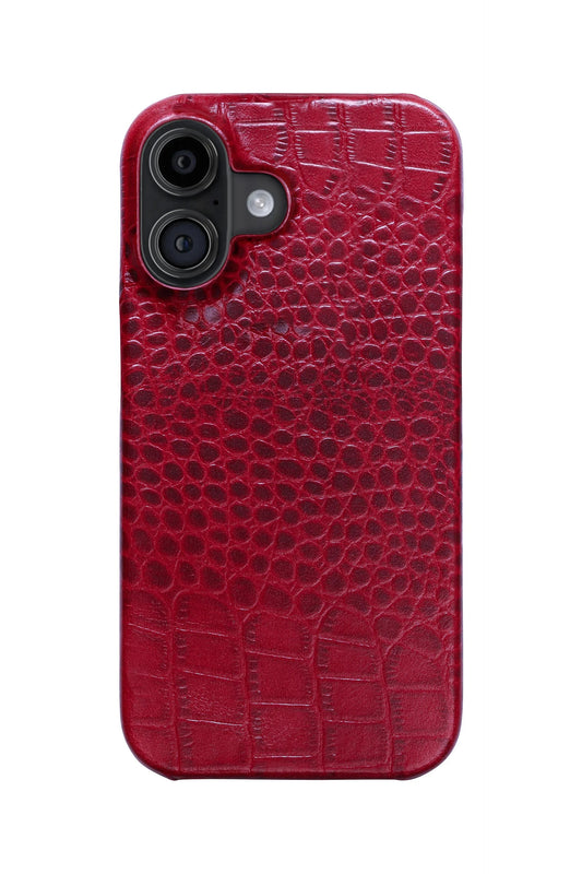 iPhone 16 Plus Crocodile Leather Case with MagSafe - Red