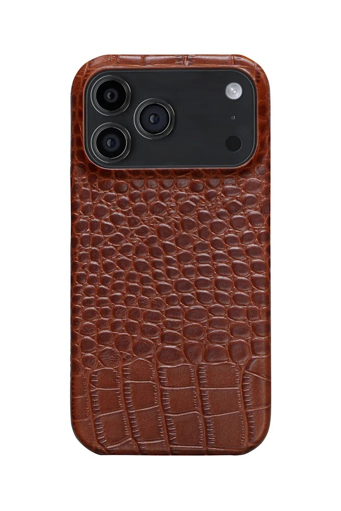 iPhone 17 Pro Crocodile Leather Case with MagSafe - Light Brown