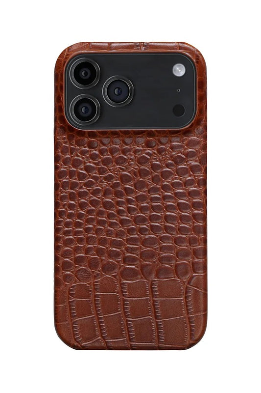 iPhone 17 Pro Crocodile Leather Case with MagSafe - Light Brown