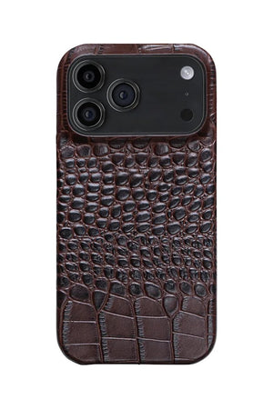 iPhone 17 Pro Max Crocodile Leather Case with MagSafe - Brown
